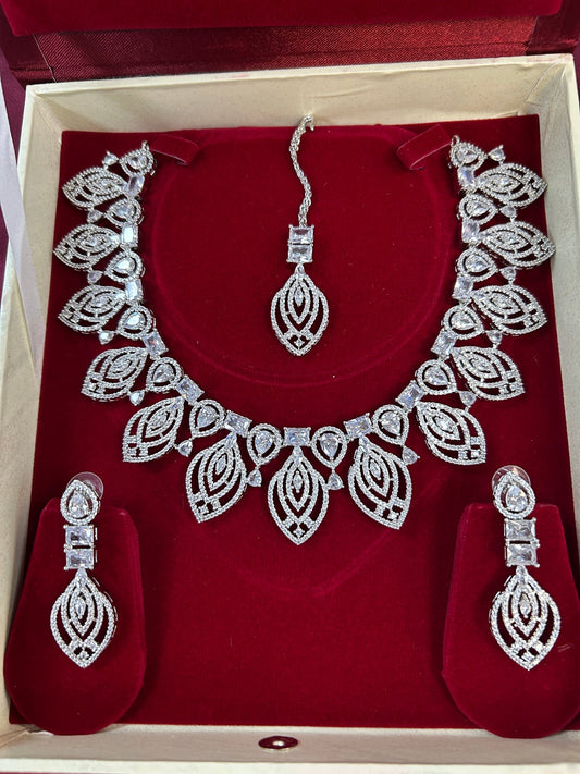 CZ Necklace set by Kurti Connection USA