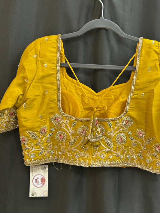 Hand embroidered blouse | tissue silk blouse with all over hand embroidery by Kurti Connection USA