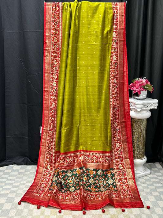 Patola print saree : henna green