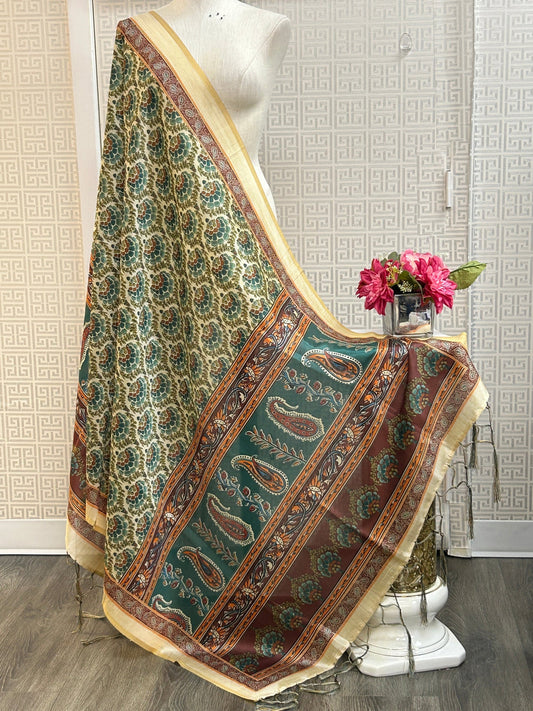 Silk dupatta : digital print by Kurti Connection USA