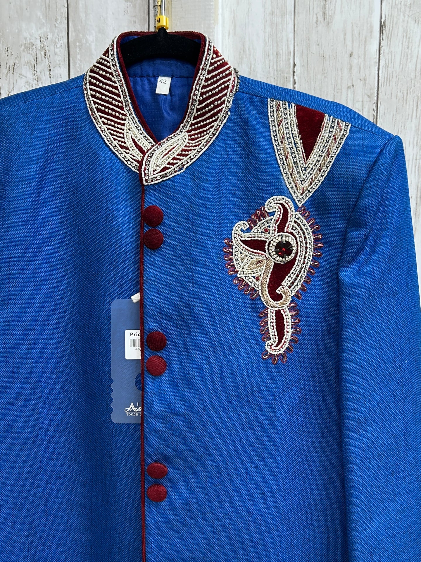 Royal blue color sherwani set