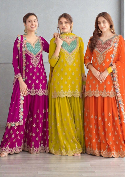 Chiffon sharara suits by Kurti Connection USA