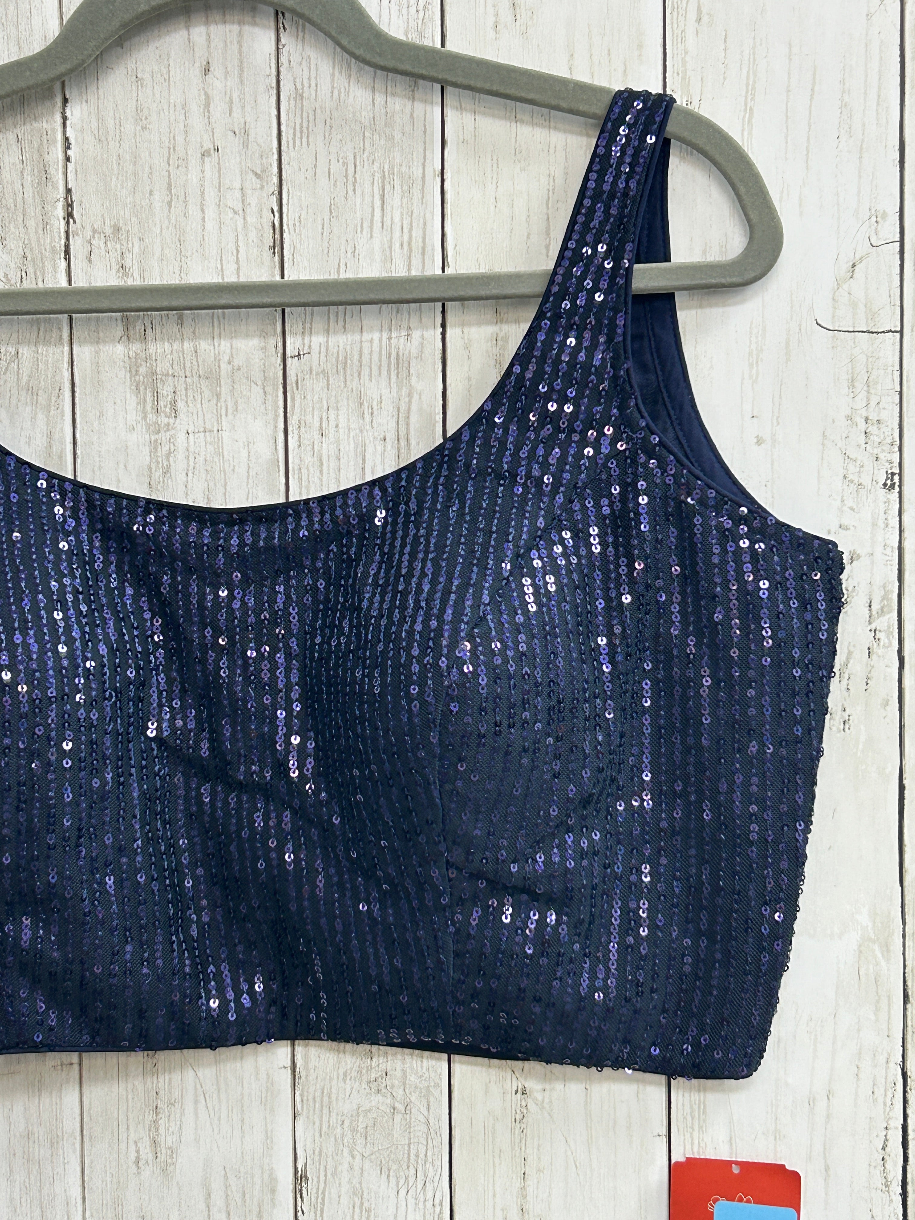 Blue sleeveless blouse