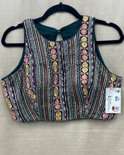 Embellished Sleeveless Ethnic Crop Top Blouse