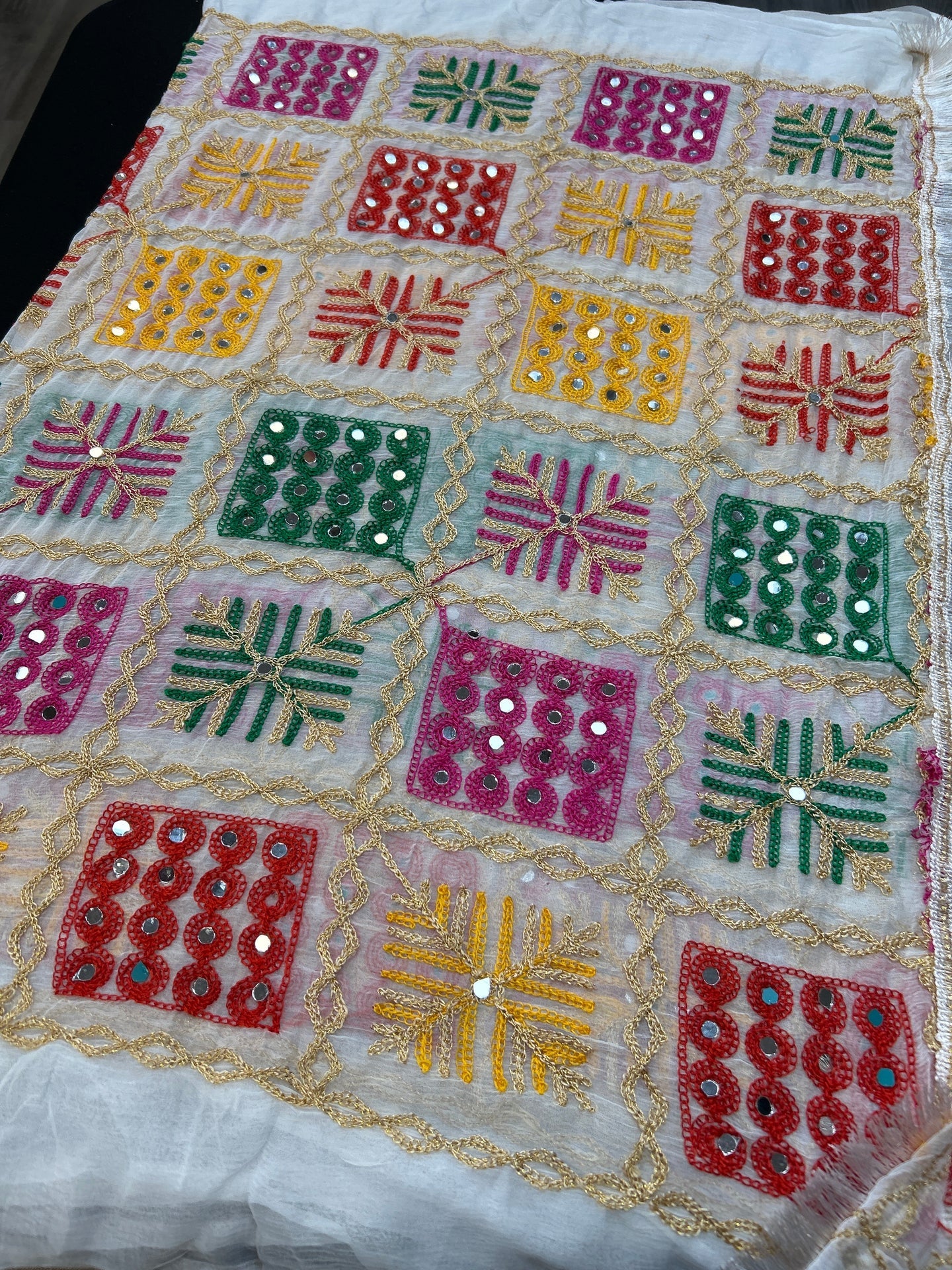 Embroidered phulkari dupatta by Kurti Connection USA