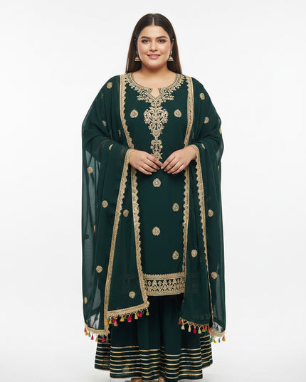 Dark green sharara suit