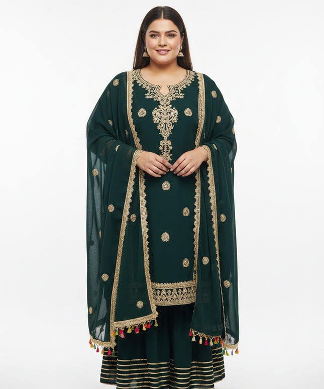 Dark green sharara suit