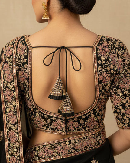 Black blouse with embroidery work