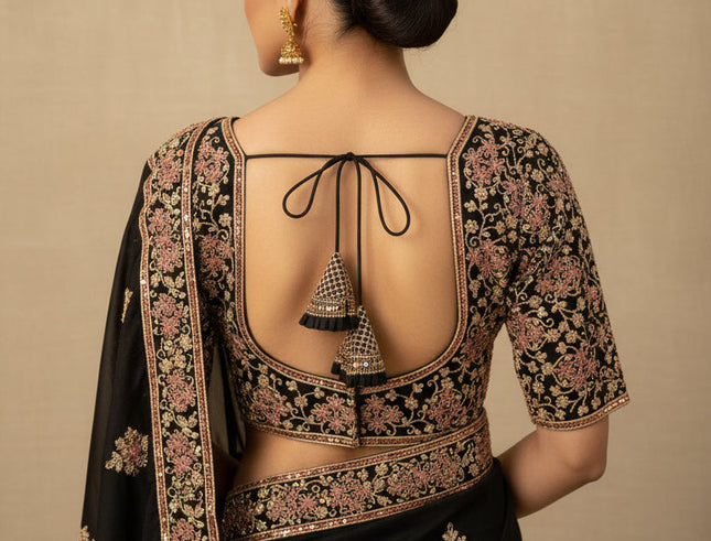 Black blouse with embroidery work