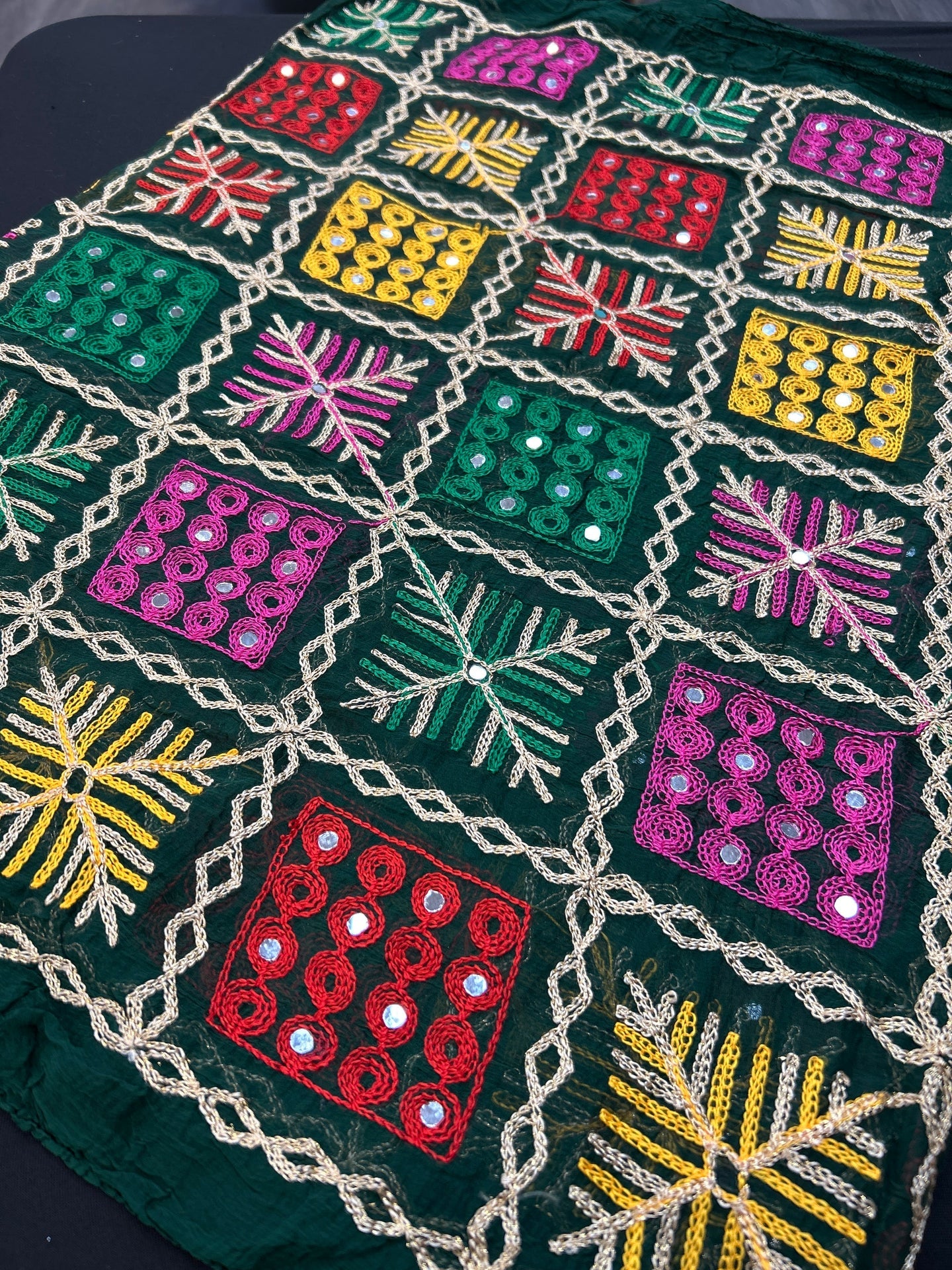 Embroidered phulkari dupatta by Kurti Connection USA