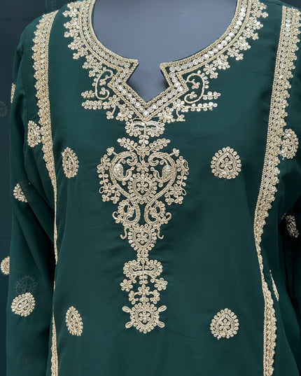 Dark green sharara suit