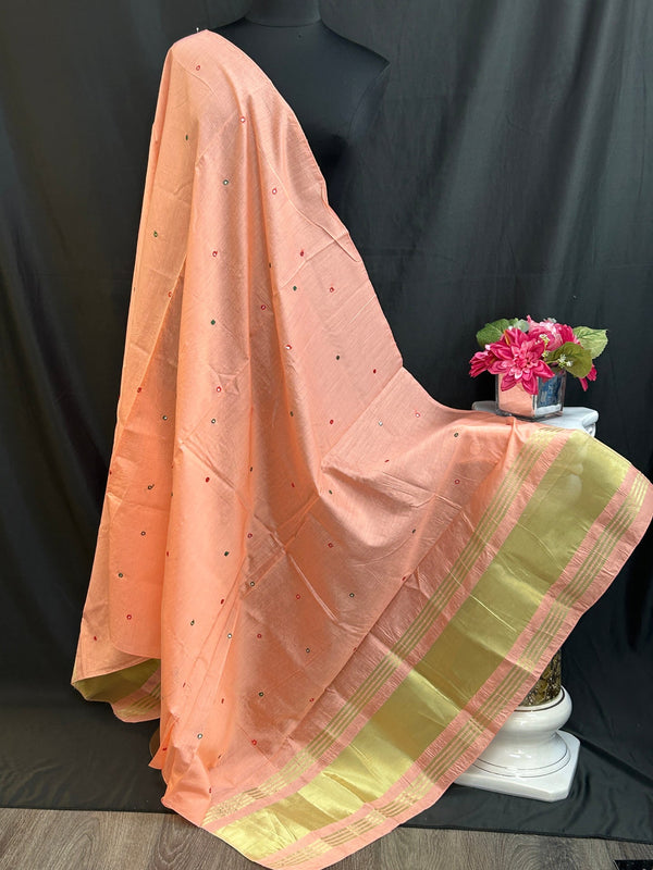 Cotton silk dupatta with small mirrors by Kurti Connection USA
