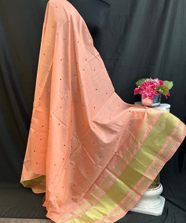 Cotton silk dupatta with small mirrors by Kurti Connection USA