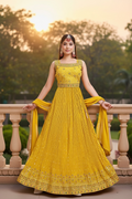 Yellow Anarkali set : perfect haldi mehandi outfit
