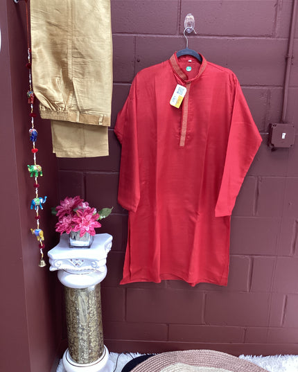 Red mens kurta set