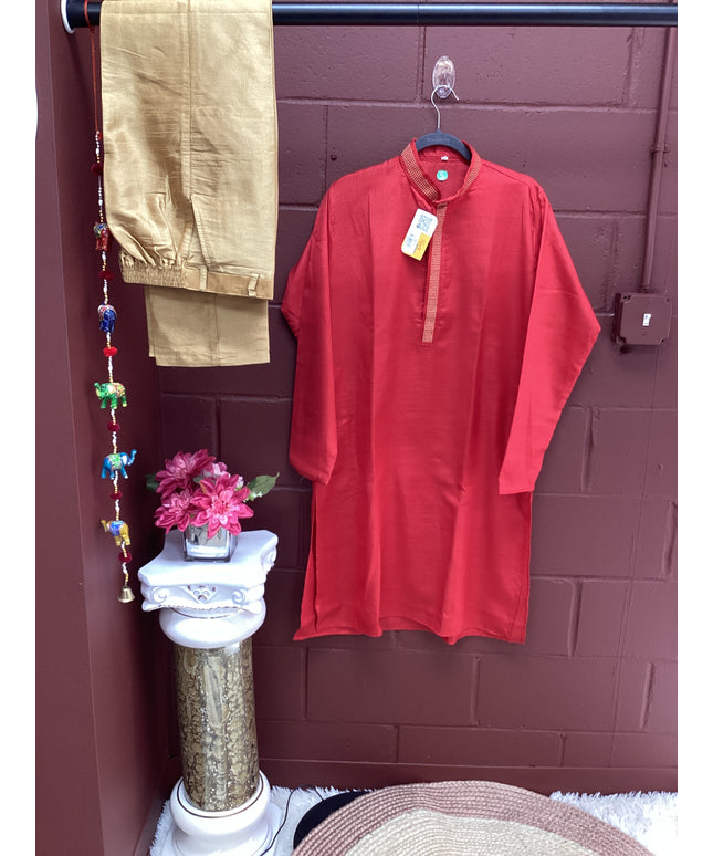 Red mens kurta set