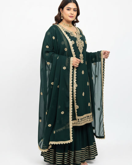 Dark green sharara suit
