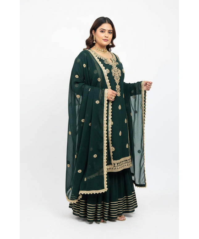 Dark green sharara suit