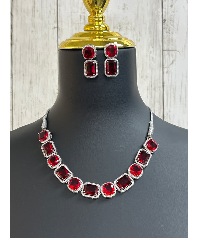 Red AD choker set : necklace set