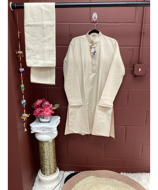 Beige mens kurta with pant