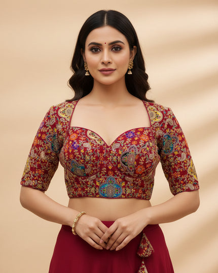Red Blouse with embroidery work