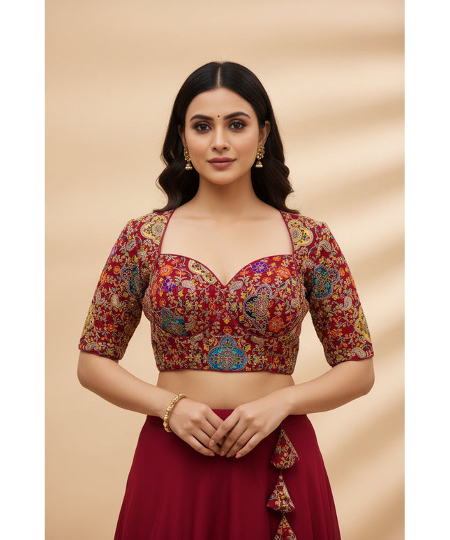 Red Blouse with embroidery work