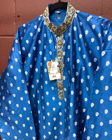 blue silk kurta