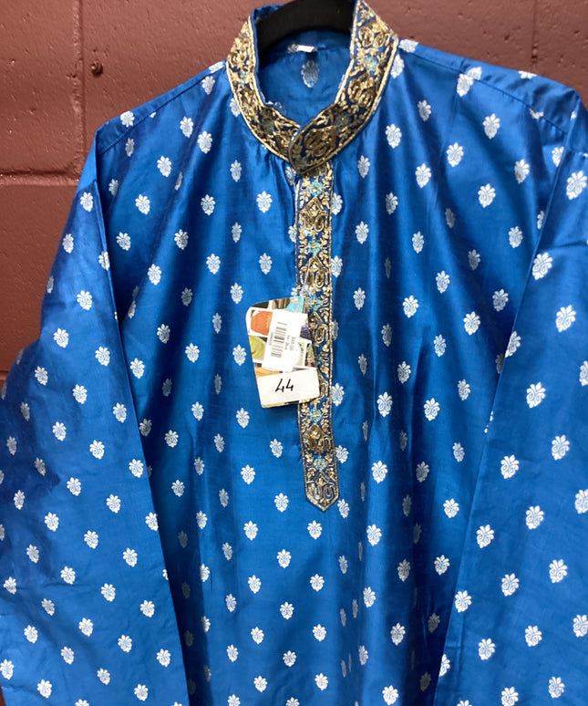 blue silk kurta