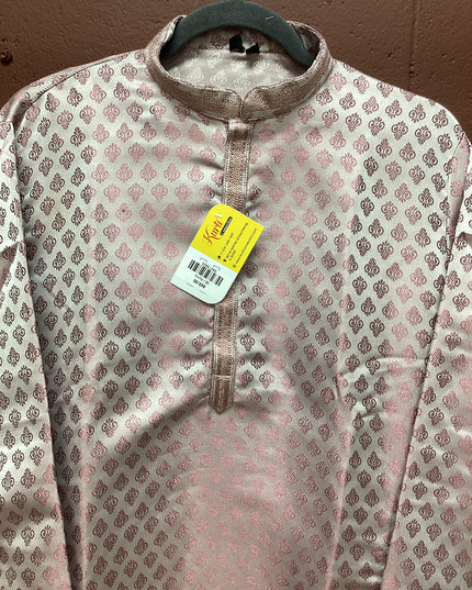 light pink mens kurta with white pant