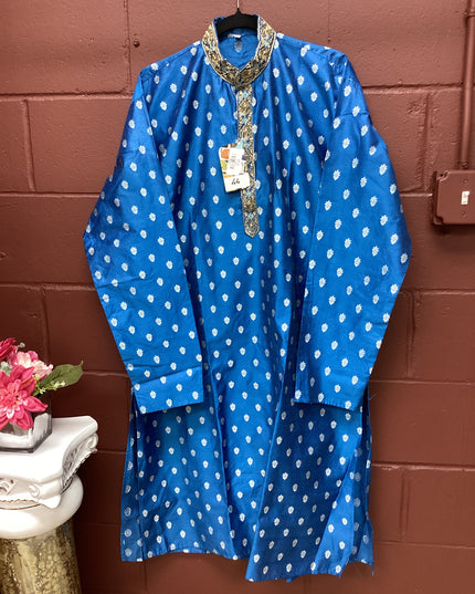 blue silk kurta