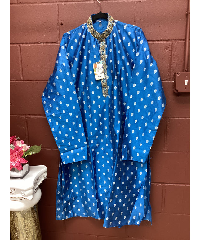 blue silk kurta