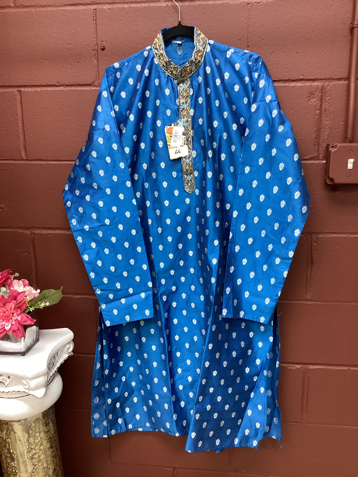 blue silk kurta