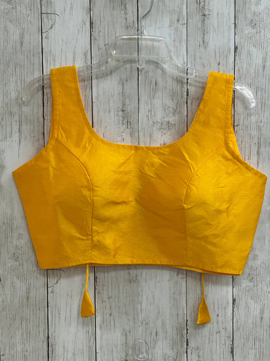 Yellow silk blouse by Kurti Connection USA