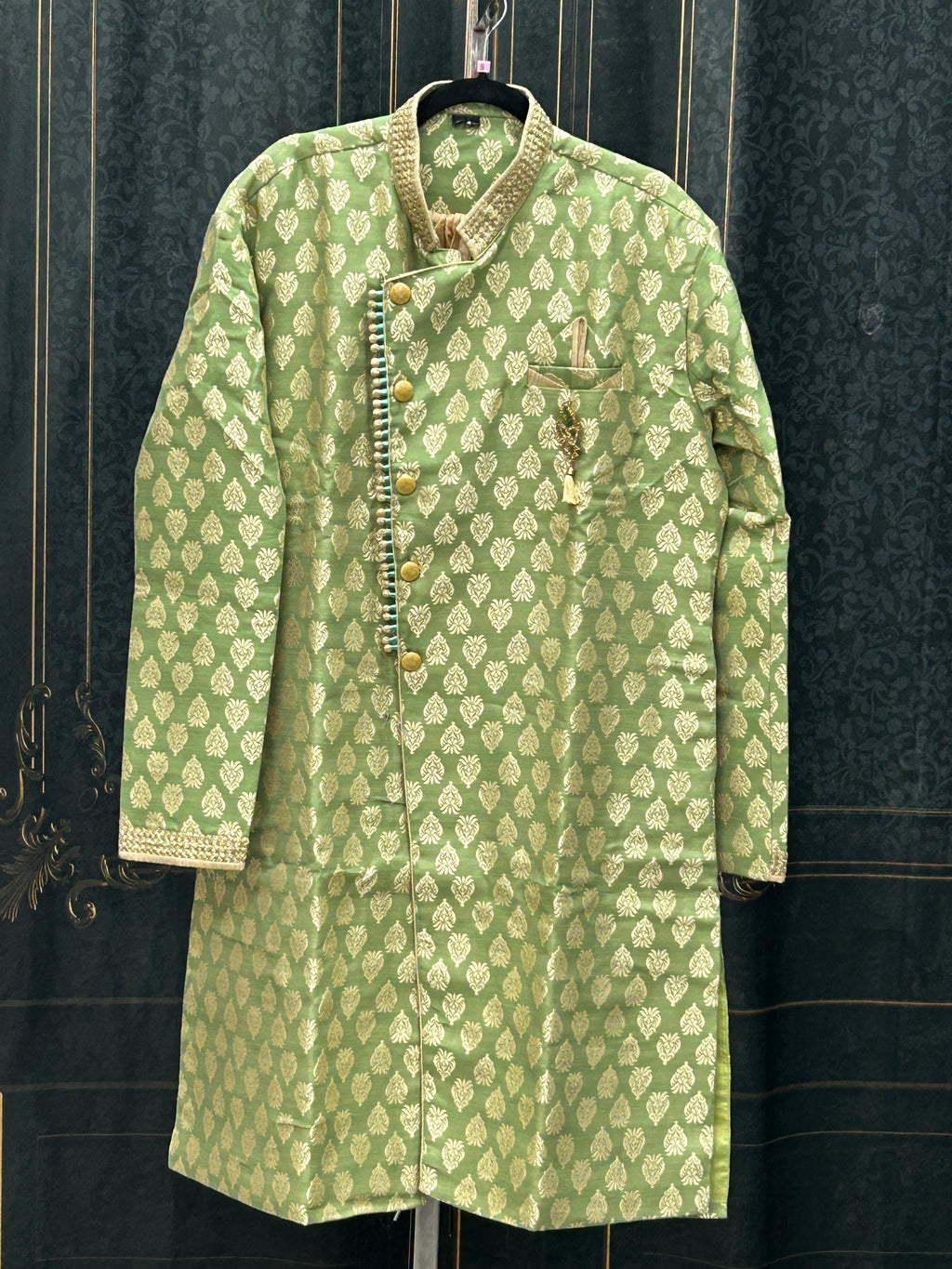 Sherwani with golden dhoti pant