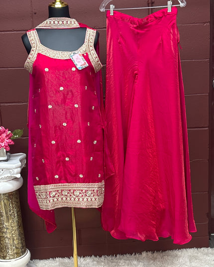 Dark pink sharara suit