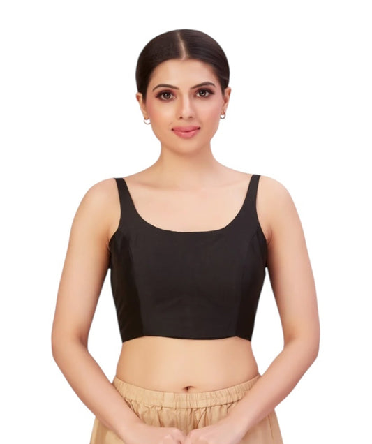 Black sleeveless blouse by Kurti Connection USA