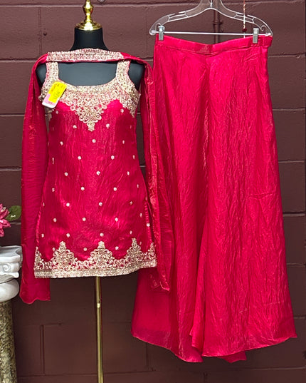 Dark pink sharara suit