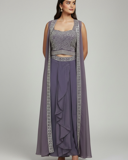 Crop top set : fusion saree lehenga