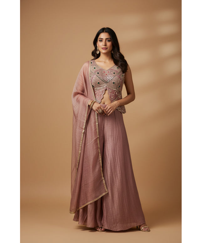 Stone embellished sharara set