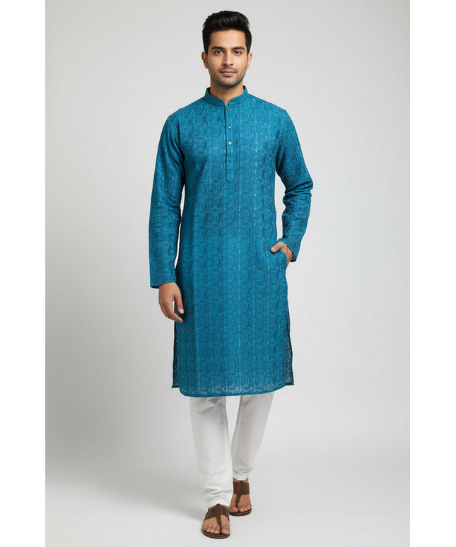 Embroidered kurta set for men