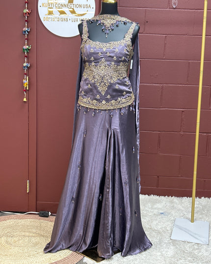 Satin silk sharara set