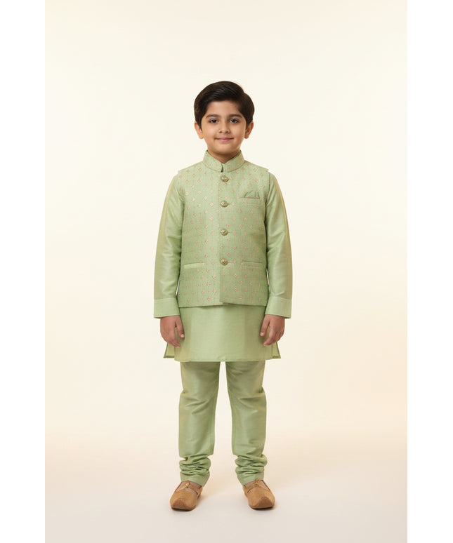 Pista green kurta with jacket