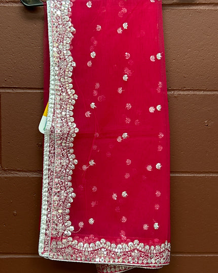 Pink - Silver dupatta