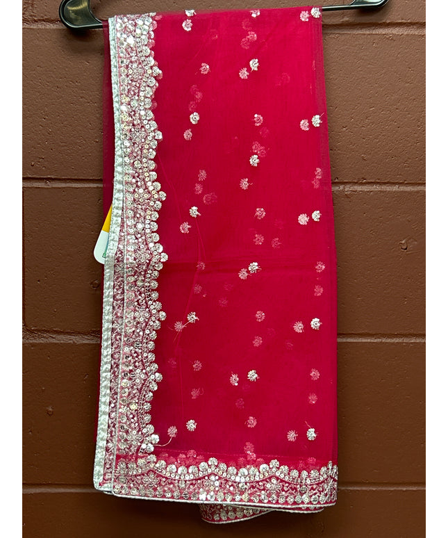 Pink - Silver dupatta