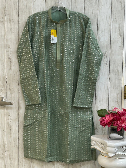 Light green kurta pajama set for men by Kurti Connection USA