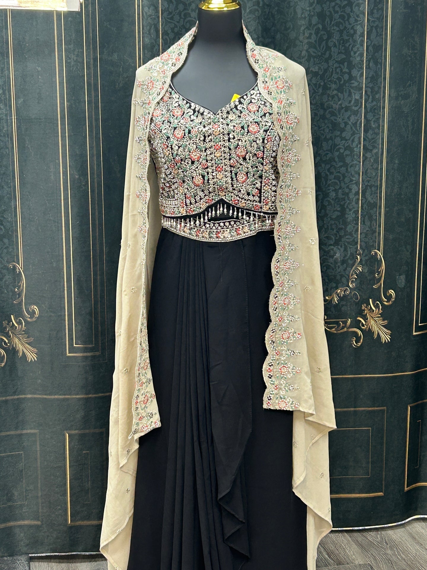 Fusion lehenga saree : black