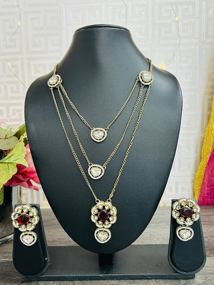 Moissanite Kundan necklace by Kurti Connection USA