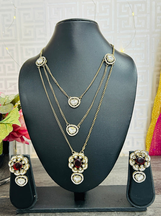 Moissanite Kundan necklace by Kurti Connection USA