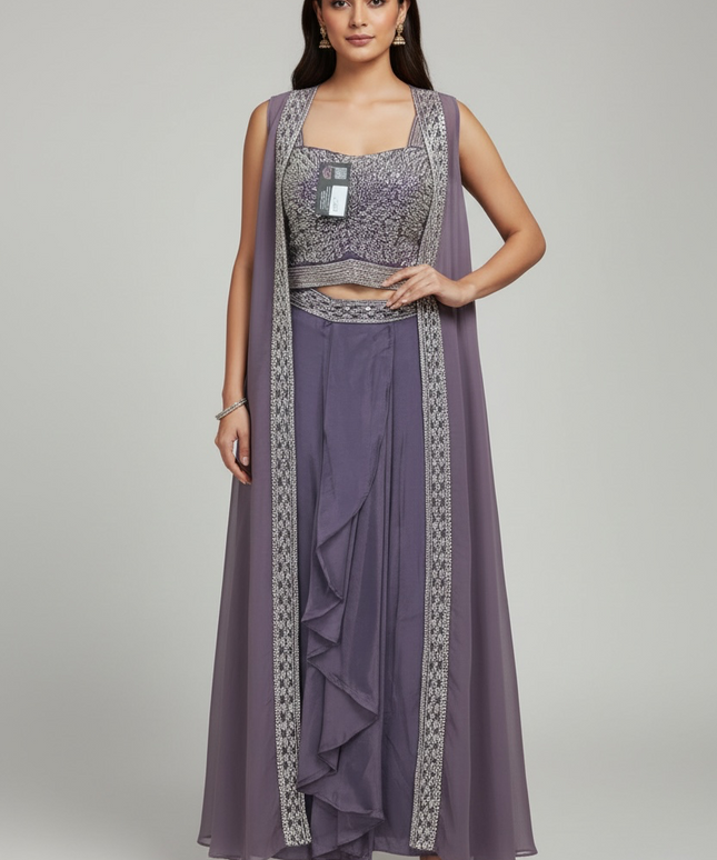 Crop top set : fusion saree lehenga