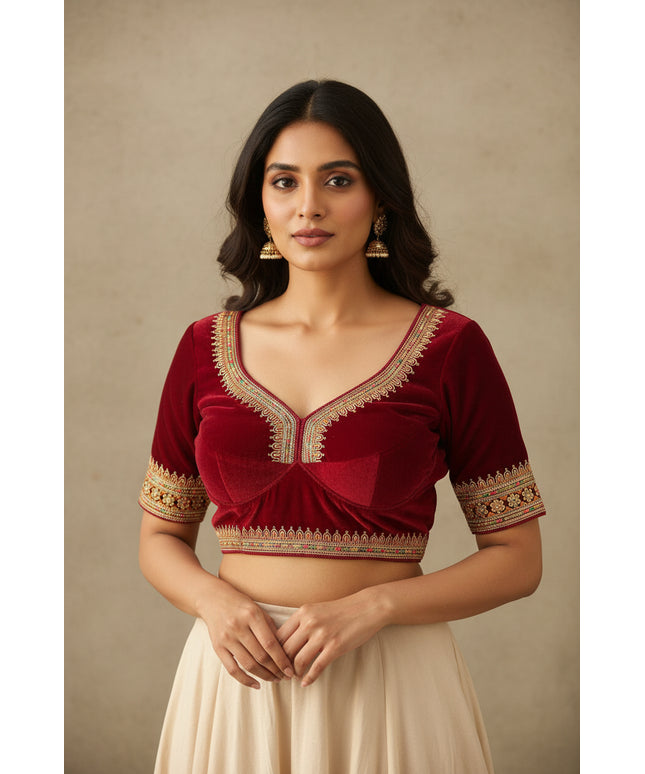 Velvet designer blouses